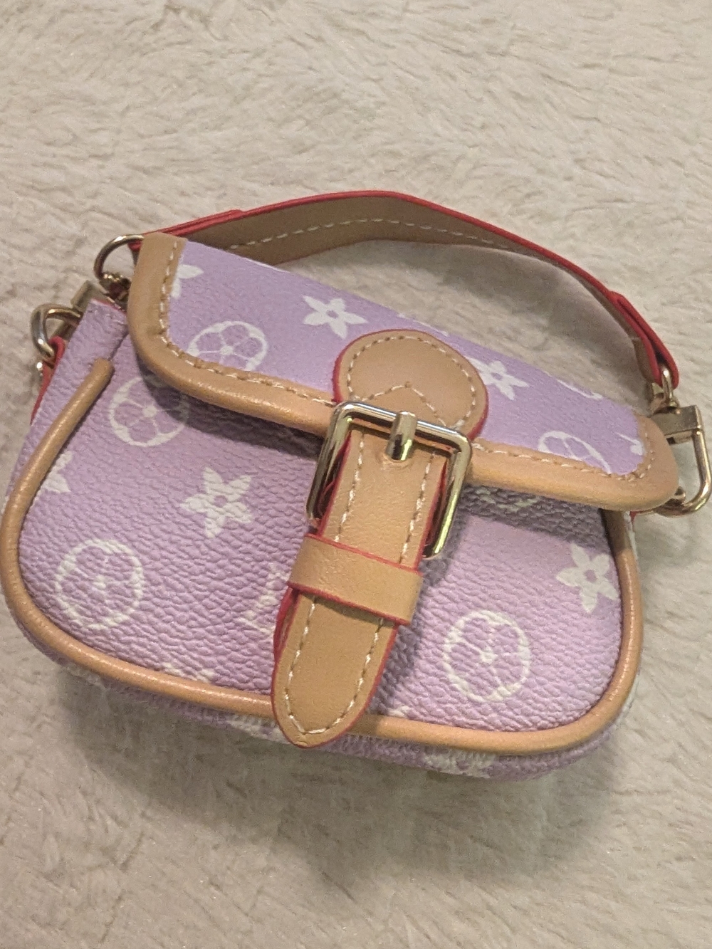 Tiny Charm: Lavender Mini Crossbody w/Tan Trim